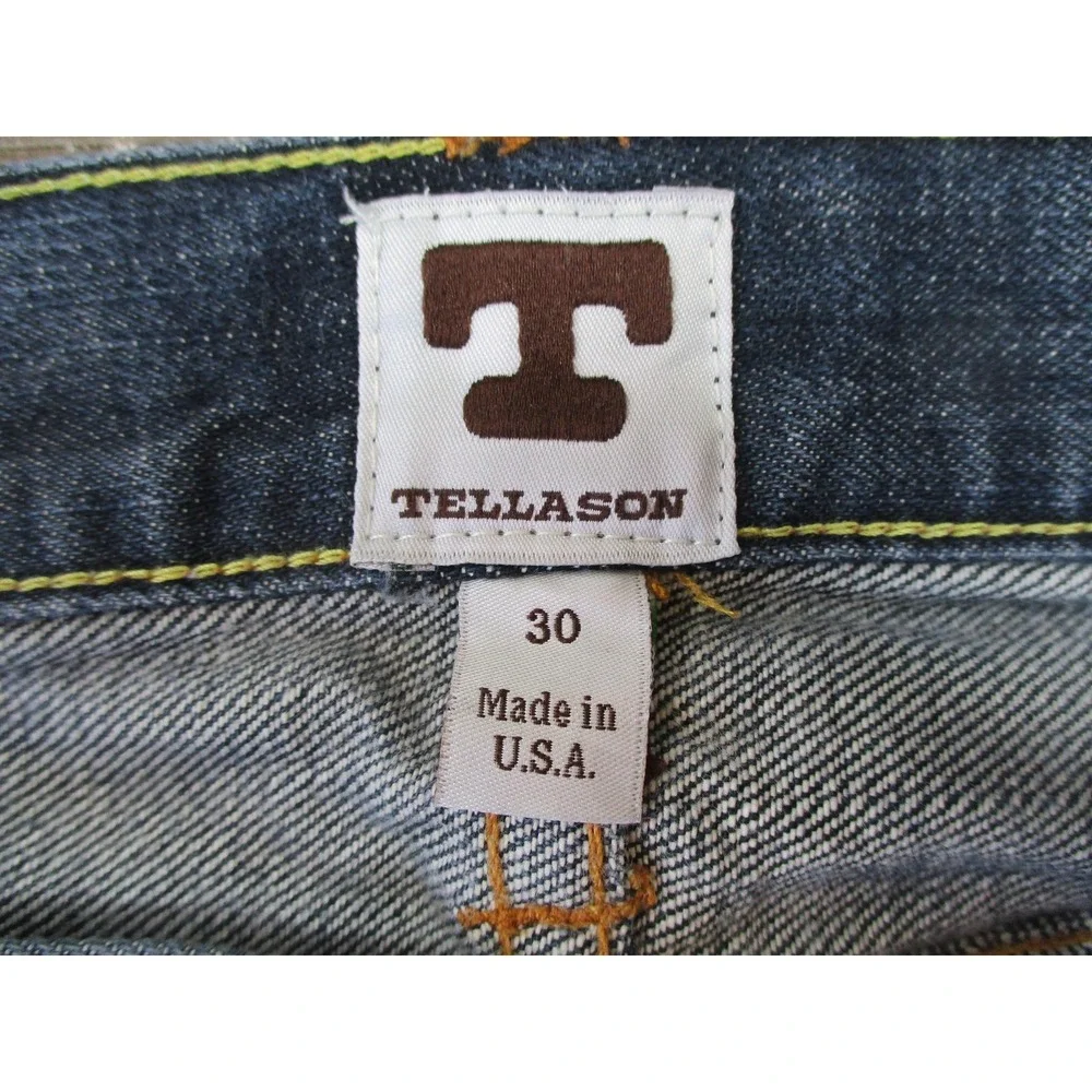 Tellason Jeans Mens 30 Blue Ladbroke Grove Slim Tapered White Oak Cone Denim USA
